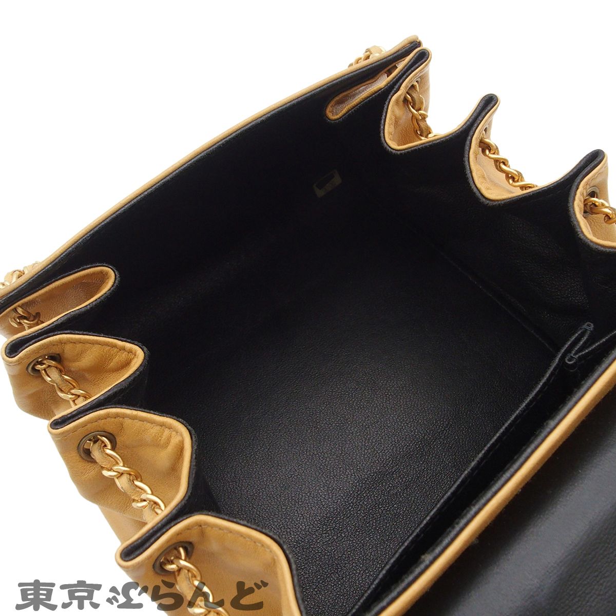 シャネル CHANEL ショルダーバッグ 2.55 チョコバー Wチェーン 6番台 ベージュ ゴールド金具 ラムスキン レディース 016000166