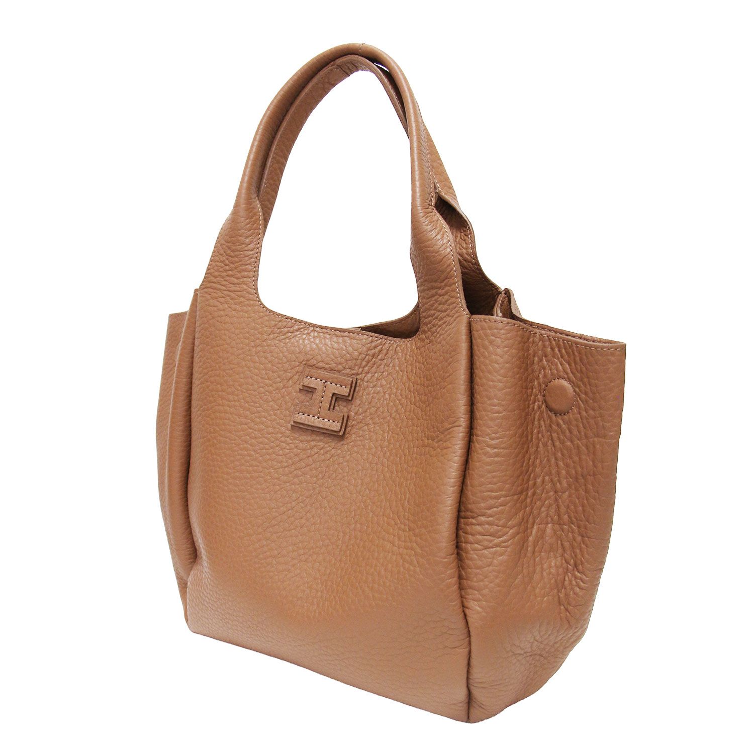 IACUCCI イアクッチ バッグ キャメル ボルゴ ハンドバッグ ALCE ショルダー ダブルハンドル 2WAY マグネット開閉 ロゴ 箔押し シボ加工 レザー イタリア製 ブランドバッグ カバン【レディース】【中古】