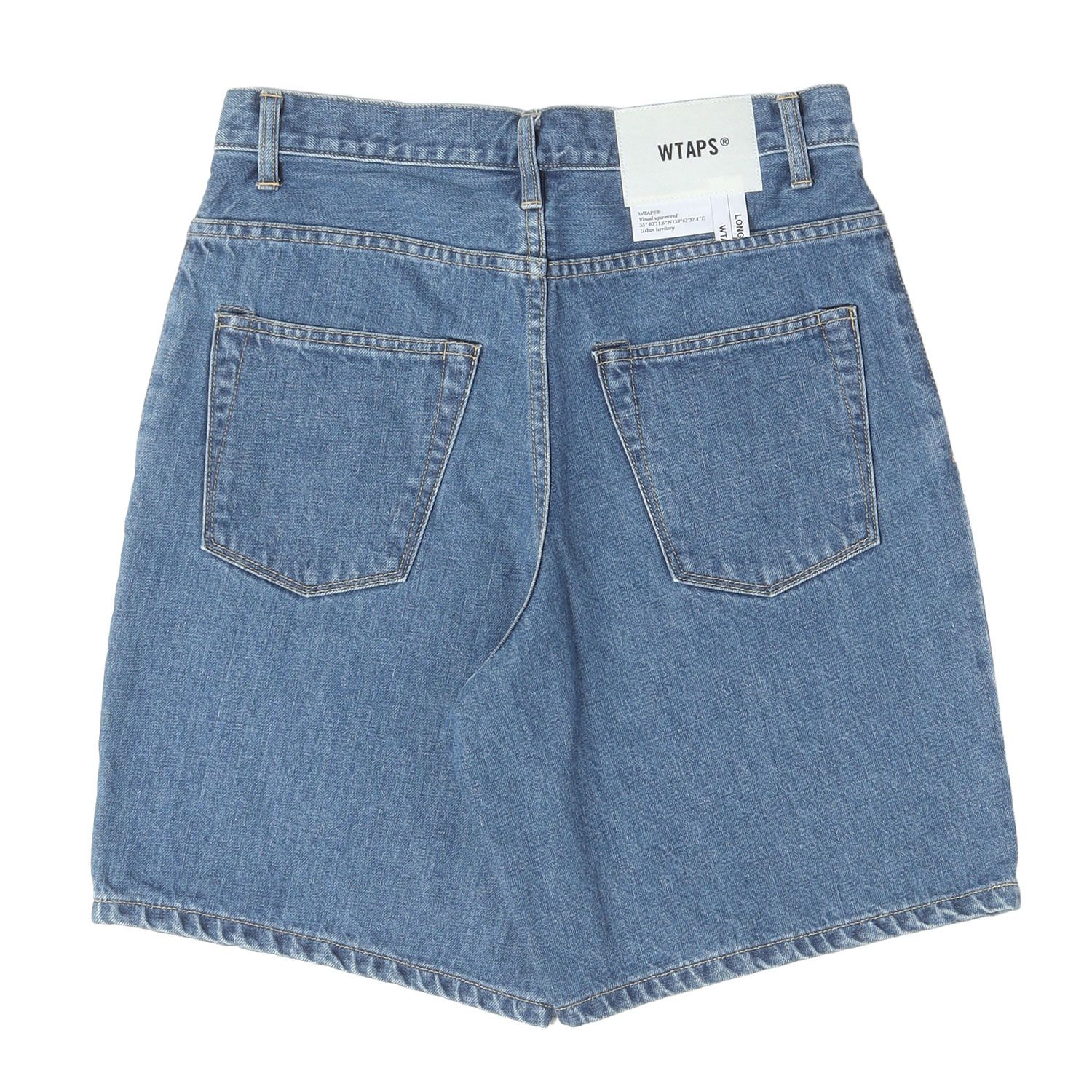 【美品】WTAPS ダブルタップス パンツ S インディゴ 26SS ストーンバイオブリーチ加工 1タック デニム ショーツ BLUES STRAIGHT SHORTS COTTON DENIM ボトムス ショートパンツ【メンズ】【中古】