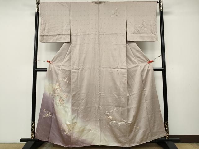 平和屋着物●訪問着　風景草花文　暈し染め　金彩　正絹　逸品　CABK8197ut