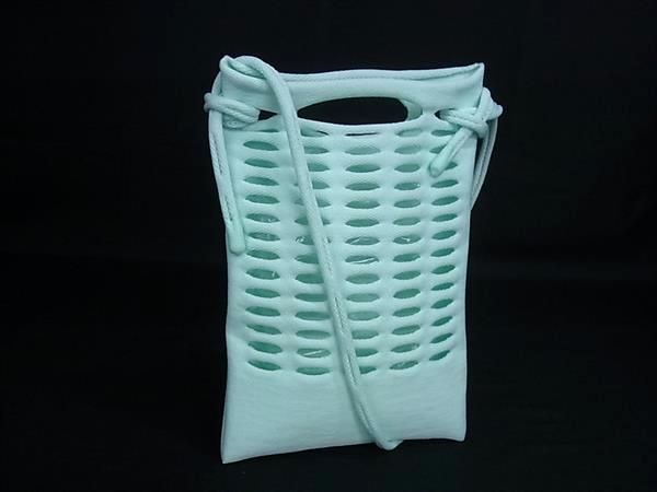■極美品■ GOOD GOODS ISSEY MIYAKE グッドグッズ イッセイミヤケ モッコ ポリエステル×ナイロン ショルダーバッグ ミント系 FY3318
