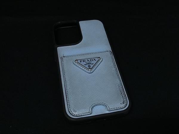 PRADA プラダ サフィアーノレザー iPhone16 対応 アイフォンケース スマホケース ライトブルー系×ブラック系 HD0662 14,698円