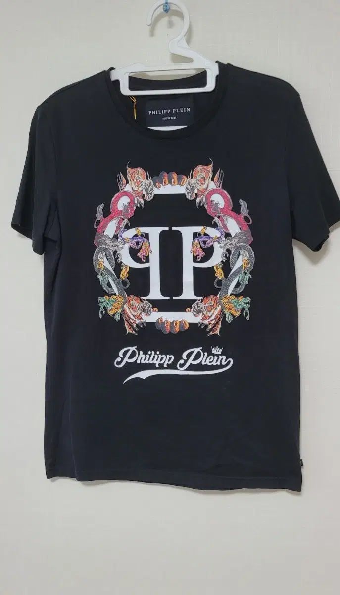 新品 PHILIPP PLEIN(フィリッププレイン) ブラック Dragon Diffusion ドラゴンディフュージョン プリント 半袖Tシャツ 95 100 サイズ