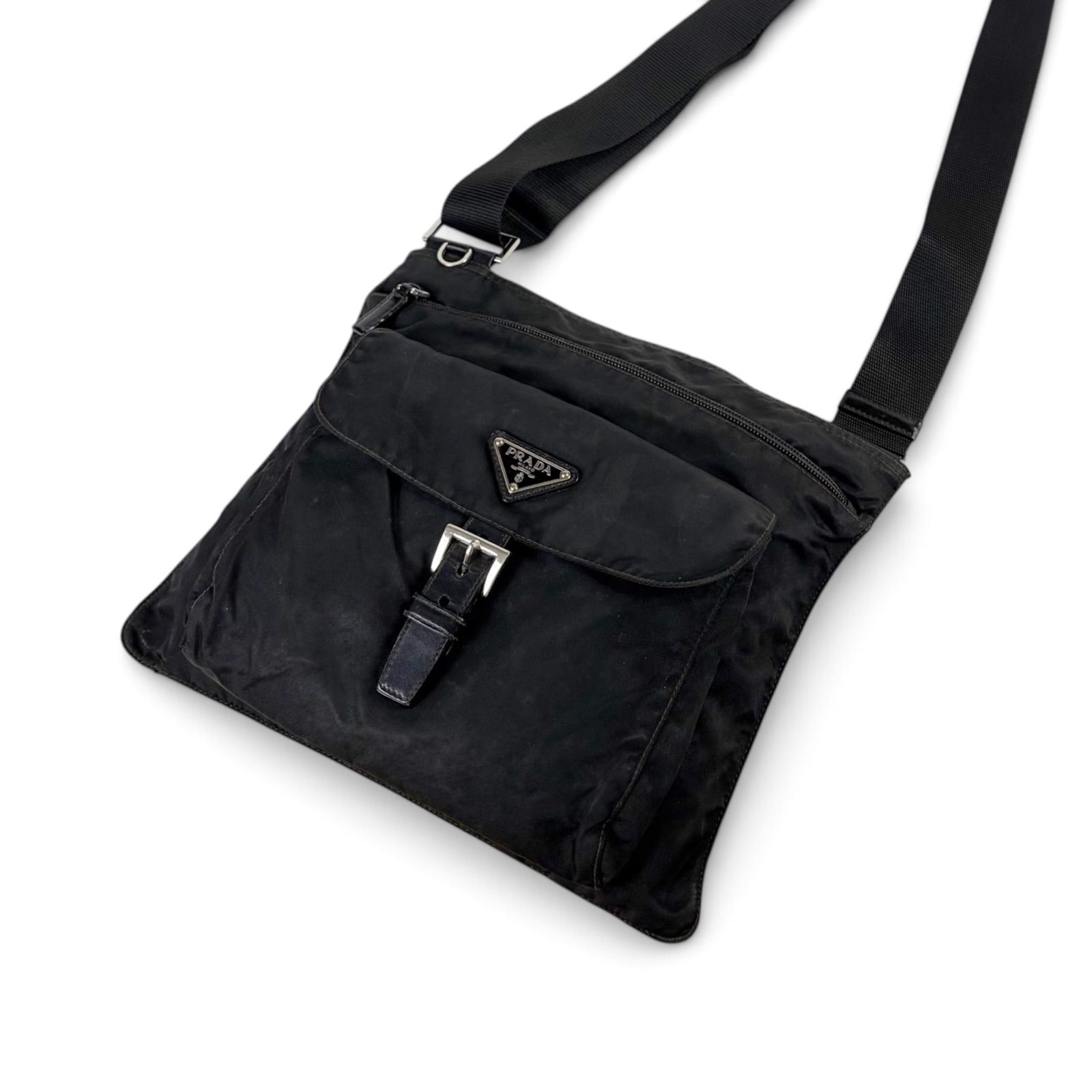PRADA Triangle Logo Crossbody Bag NERO プラダ　トライアングルロゴ　クロスボディバッグ　ブラック　テスートナイロン 13,348円