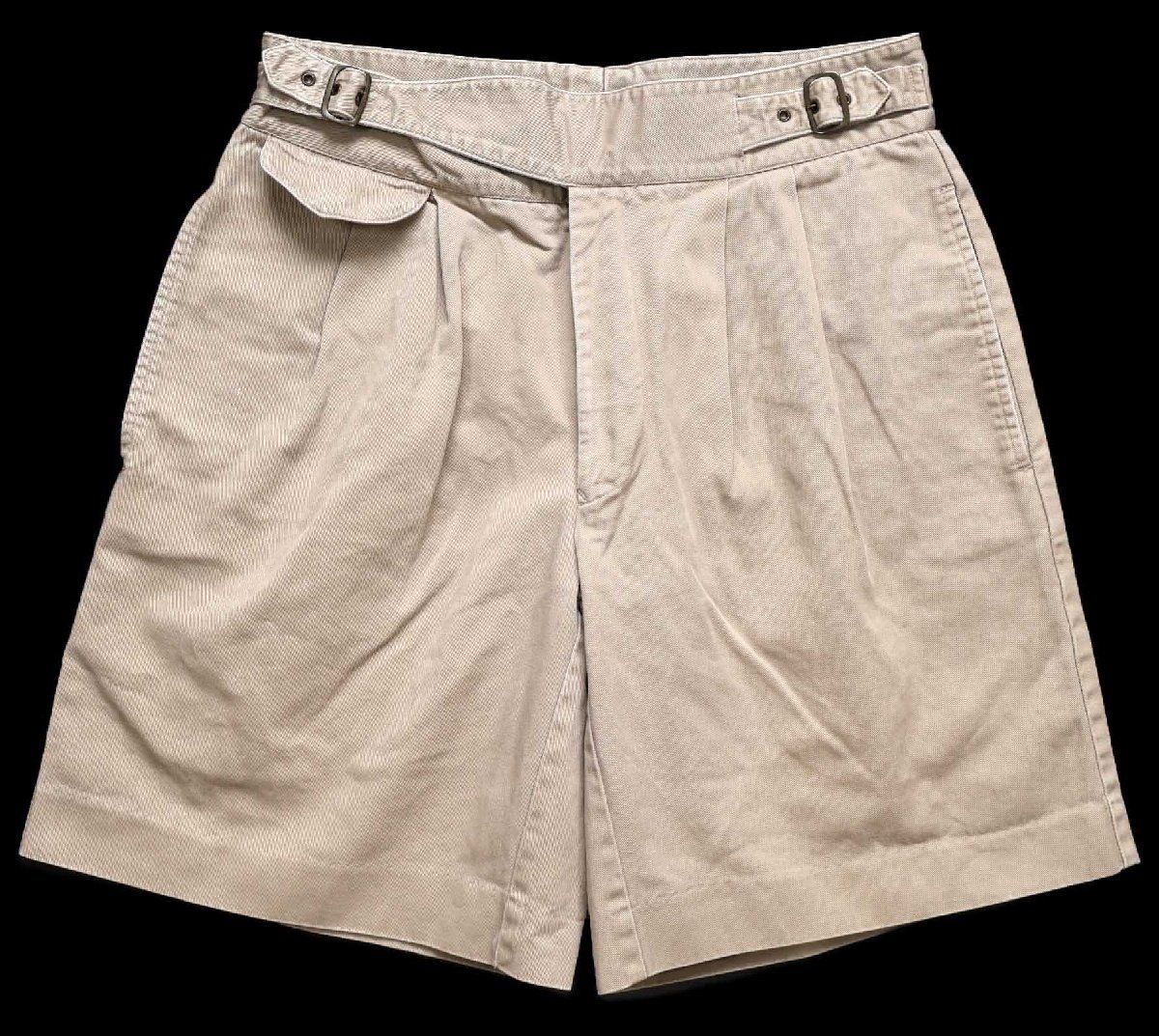 90s ROBERT STOCK ツータック コットンツイル グルカショーツ ショートパンツ カーキ W32★ハーフ オールド ビンテージ トラウザーズ 10,780円