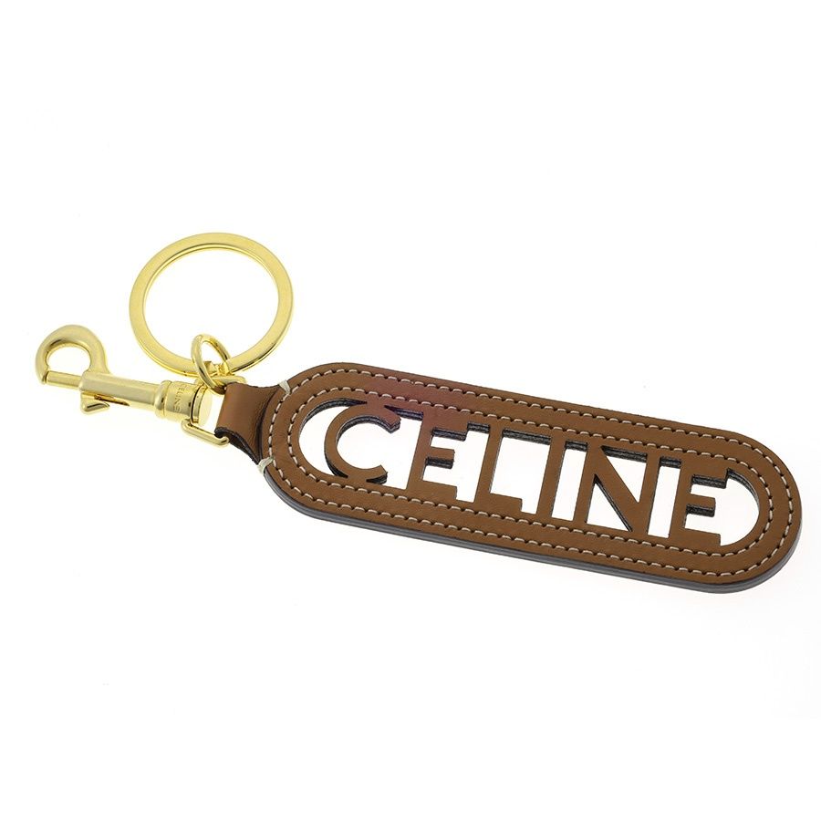 セリーヌ / CELINE 　CELINE パンチング キーリング チャーム / キーホルダー　49I73　スムースカーフスキン　タン(ブラウン系) 【中古】 20,790円