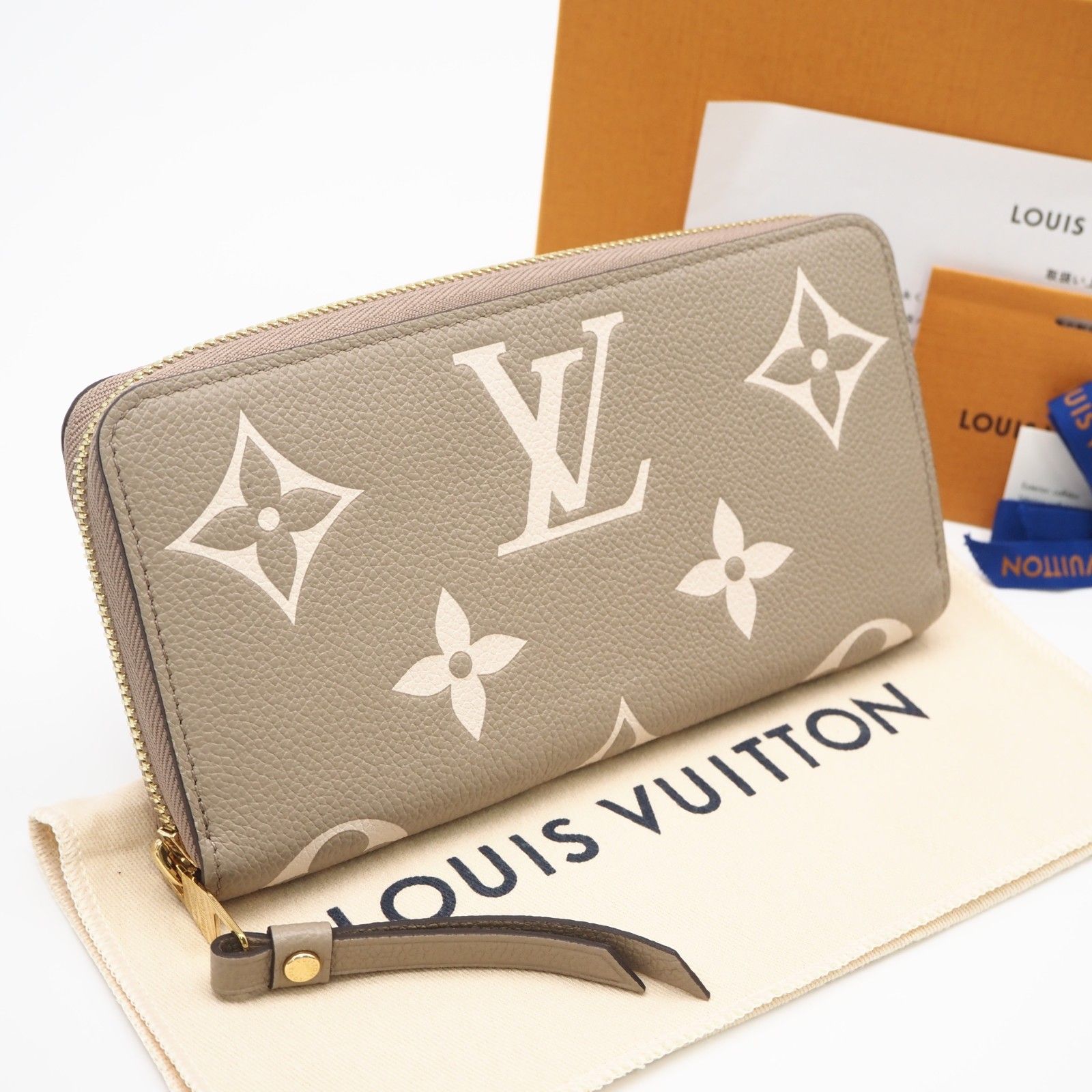★3日以内返品可★ 美品 LOUIS VUITTON ルイ・ヴィトン モノグラム アンプラント バイカラー ジッピー ウォレット トゥルトレール クレーム M69794 長財布 ベージュ クリーム カーフレザー レディース 56,412円