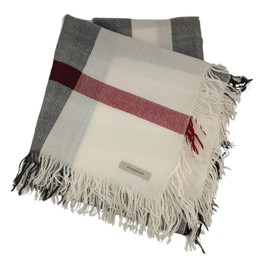 22 BURBERRY バーバリー メリノウール マフラー 大判ストール GBHOHELGMOR 3843960 ホワイト系 ウール サイズ110×110 G00254 12,084円