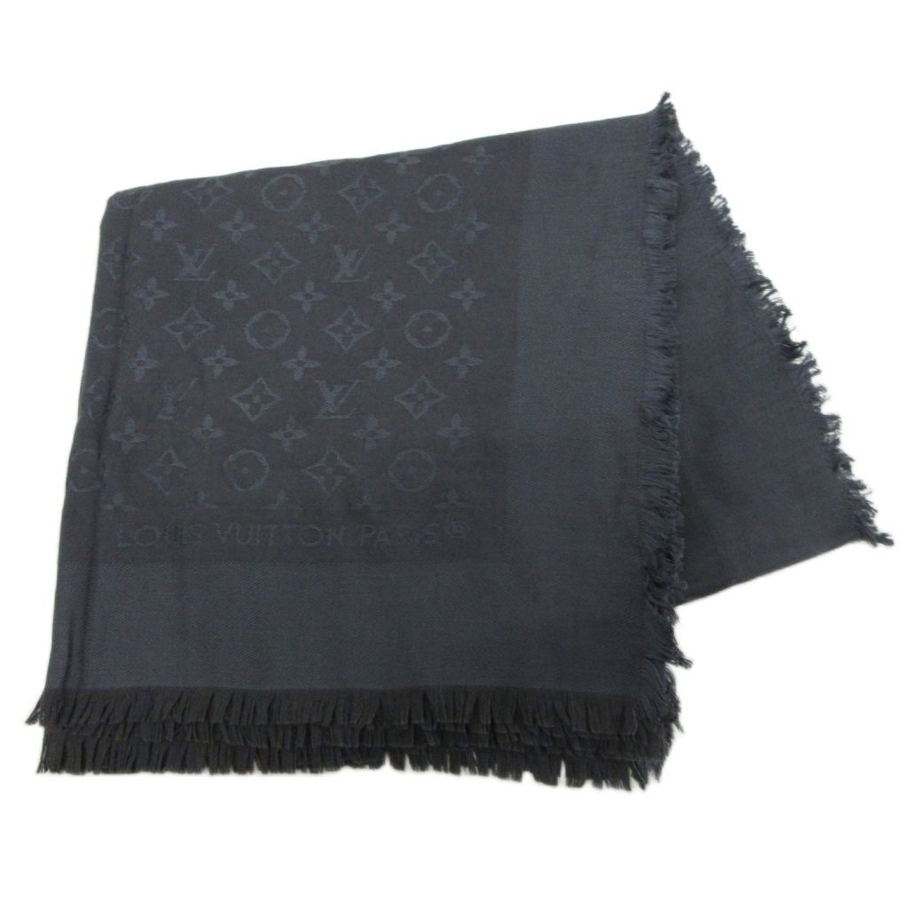 ルイヴィトン LOUIS VUITTON ショール モノグラム LV アントラシット M74752 大判ストール マフラー 総柄 絹 シルク ダークグレー ■IBO101 33,215円