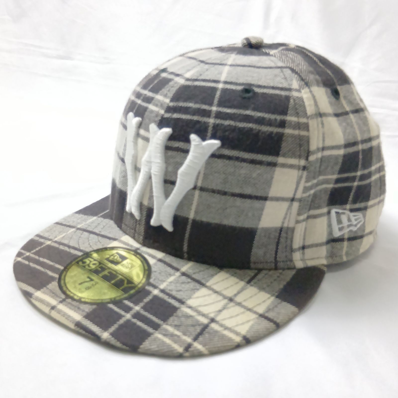 NEW ERA 59FIFTY キャップ チェック 7 3/8 58.7cm y2k アーカイブ 90s レトロ クラシック オールドスクール ヴィンテージライク Wロゴ 【至高の逸品・ベタつきなし】 希少