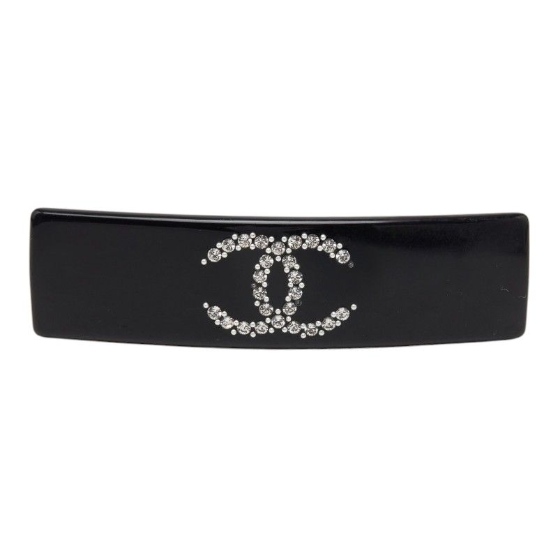 CHANEL シャネル ロゴ バレッタ 01P シャネル ココマーク バレッタ ヘアアクセサリー 08P刻印 ブラック
