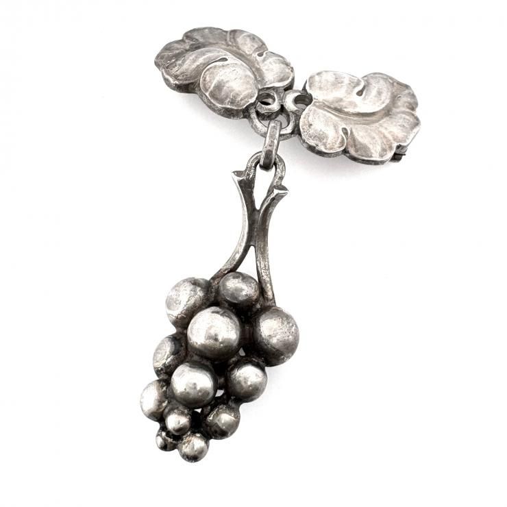 ジョージジェンセン Sv925 217 A ブドウモチーフ ピンブローチ シルバー グレープ Georg Jensen 正規品【鑑定済み】