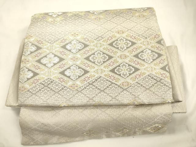 平和屋着物●ワンタッチつけ帯　菱花文　金銀糸　正絹　逸品　CABK8715dy