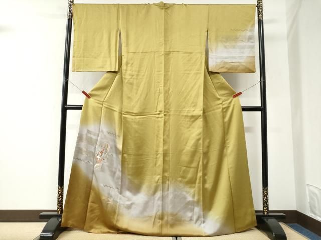 平和屋着物●訪問着　刺繍　短冊重ね草花文　暈し染め　金彩　三越扱い　正絹　逸品　CABK7303yc