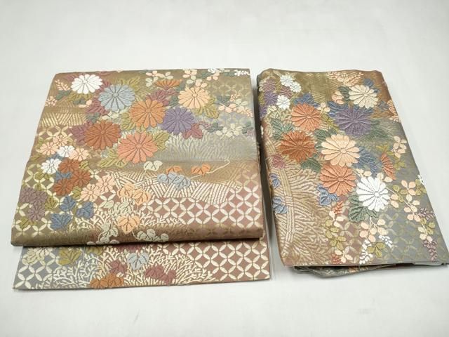 平和屋着物●つけ帯　唐織　舞花文　金糸　正絹　逸品　CABK5868hy