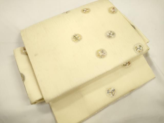 平和屋着物▽ワンタッチつけ帯　スリーシーズン　春夏秋　花鳥文　金銀糸　正絹　逸品　CABJ9433dy
