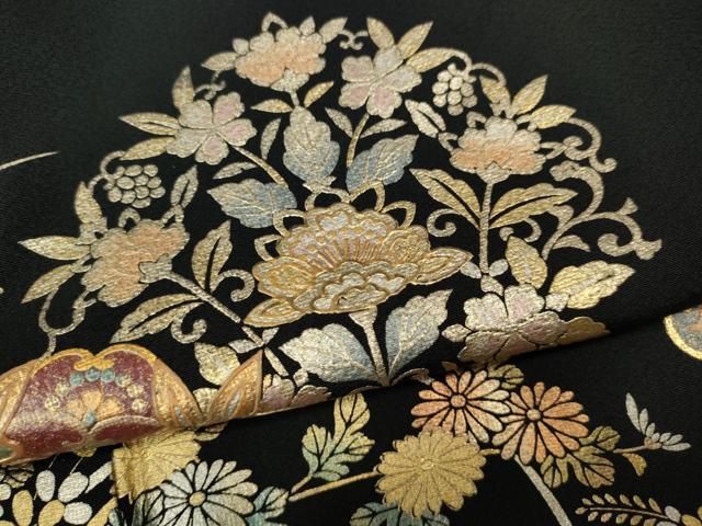 平和屋着物○豪華黒留袖 作家物 正倉院花文 金銀彩