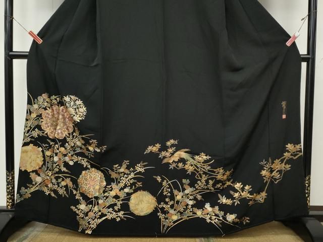 平和屋着物○豪華黒留袖 作家物 正倉院花文 金銀彩