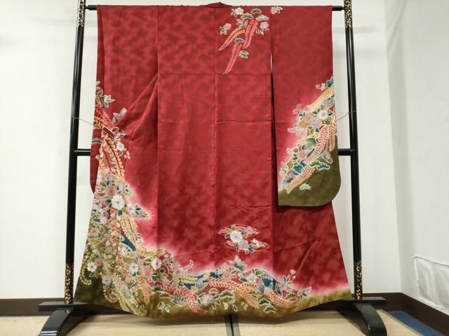 平和屋着物●豪華振袖　辻が花　暈し染め　金通し地　正絹　逸品　CABI3216yc
