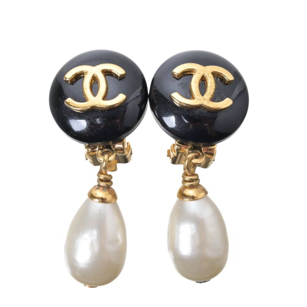 CHANEL 97A ヴィンテージ ココマーク ドロップ パール イヤリング