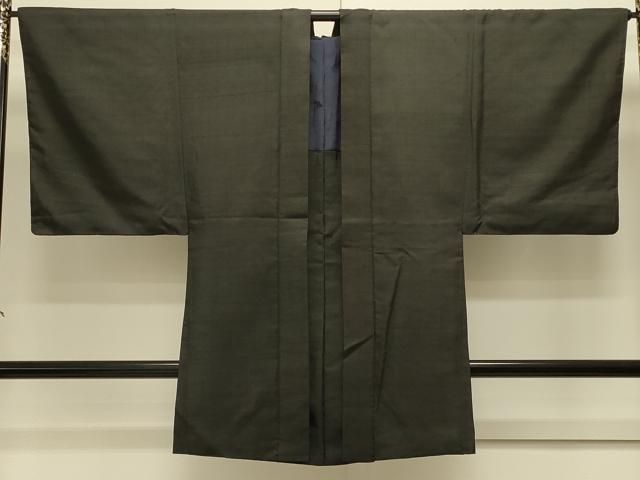 平和屋着物＃男性　長羽織　紬地　格子　黒地　正絹　逸品　CABJ5516in 14,768円