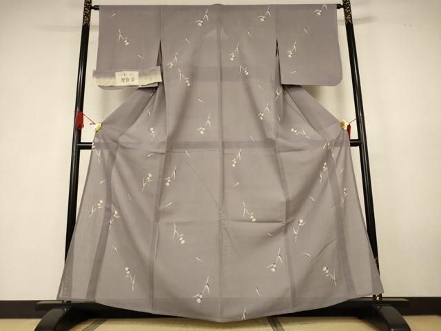 平和屋着物*夏物 人間国宝 芹沢圭介一番弟子 下平清人 小紋 絽紬 型絵染 草花文 暈し染め 伊と幸 証紙付き 正絹 逸品 AABK6537jd