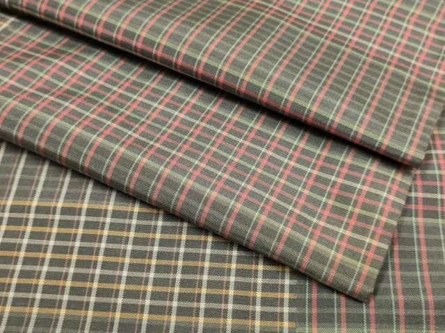平和屋着物▽本場縞大島紬　単衣　格子　正絹　逸品　DABH4983du