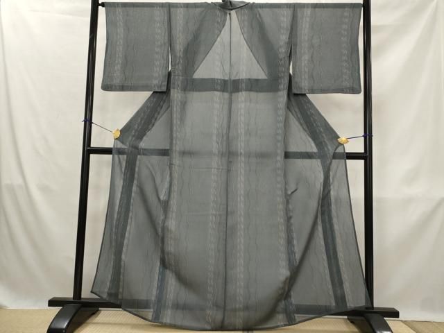 平和屋着物＊夏物　紗紬　間道　正絹　逸品　AABK3033st