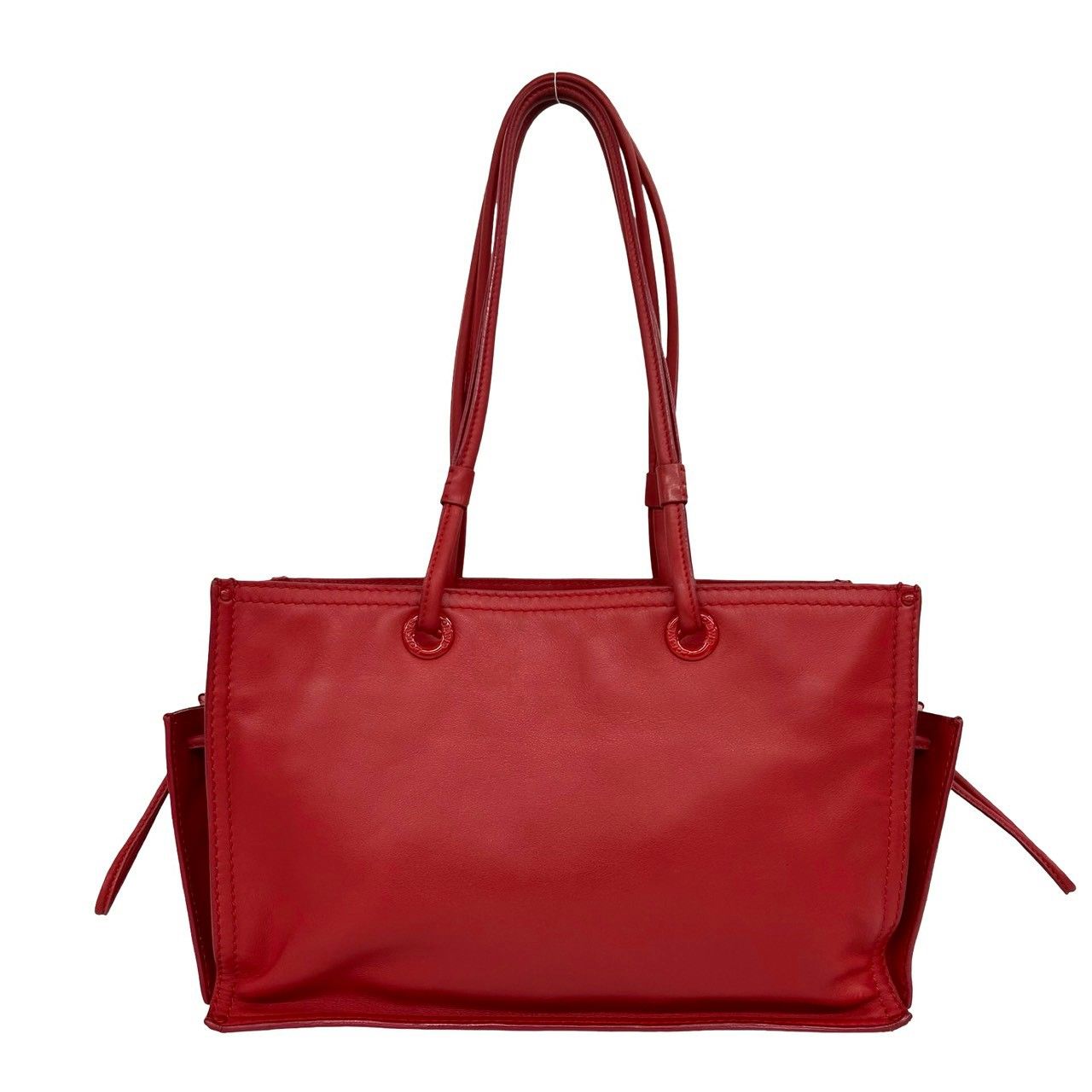 LOEWE ロエベ バッグ　ショッパートート　赤 極 美品 LOEWE ロエベ ショッパー トートバッグ スタッズ ロゴ ナッパ