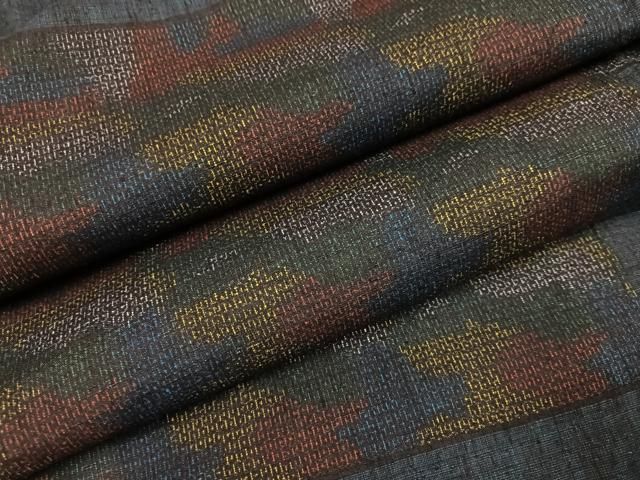 平和屋着物●結城紬　横段文　背抜き仕立て　正絹　逸品　未使用　AABK7043ph