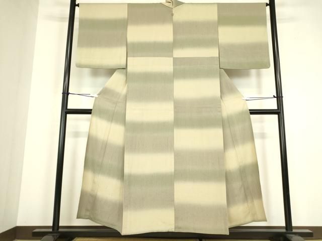 平和屋着物▽上質な紬　単衣　市松文　正絹　逸品　DABH6398az