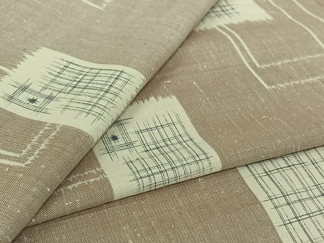 平和屋着物●上質な紬　単衣　幾何学文様　正絹　逸品　AABK3819jh
