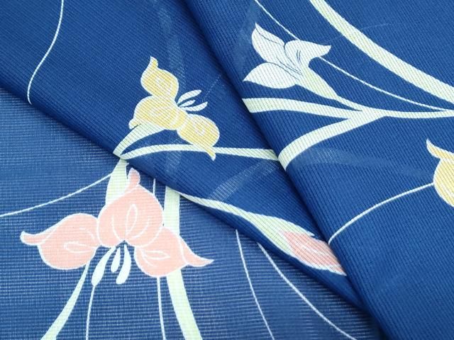 平和屋着物＊夏物　小紋　絽　草花文　洗える着物　CABJ1111th 23,400円