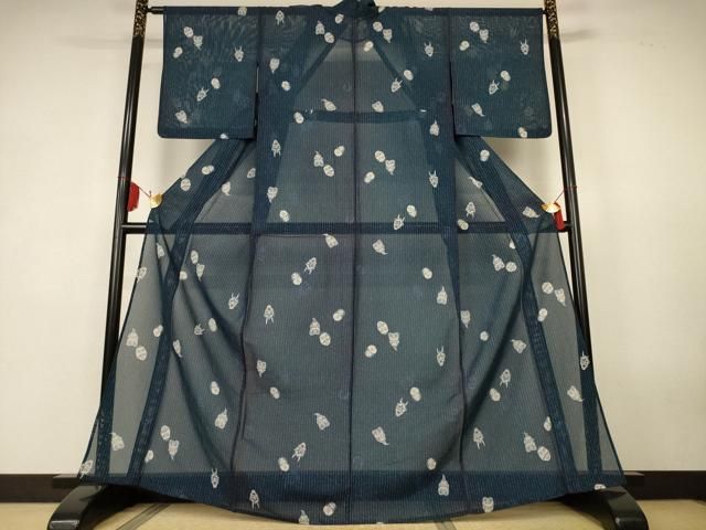 平和屋着物＊夏物　小紋　絽　能面　洗える着物　AABK4049jd