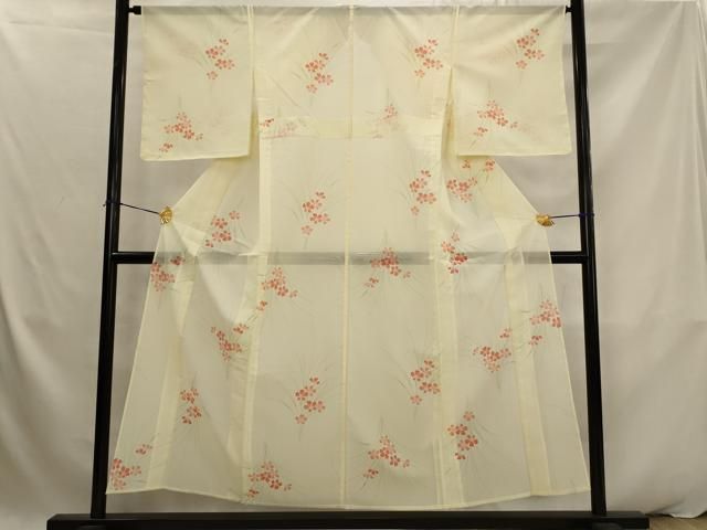 平和屋着物＊夏物　小紋　絽　草花文　洗える着物　AABK2874st