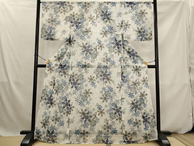 平和屋着物＊夏物　小紋　紗　雪の結晶　洗える着物　AABK2922st