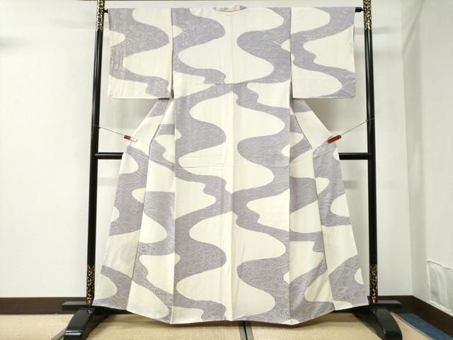 平和屋着物●上質な小紋　地紋起こし　流水文　正絹　逸品　CABI2521yc