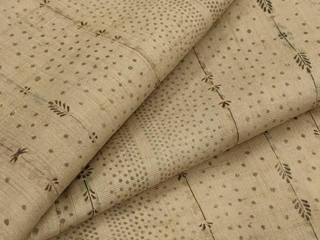 平和屋着物▽生紬　単衣　間道　正絹　逸品　AABJ8755st