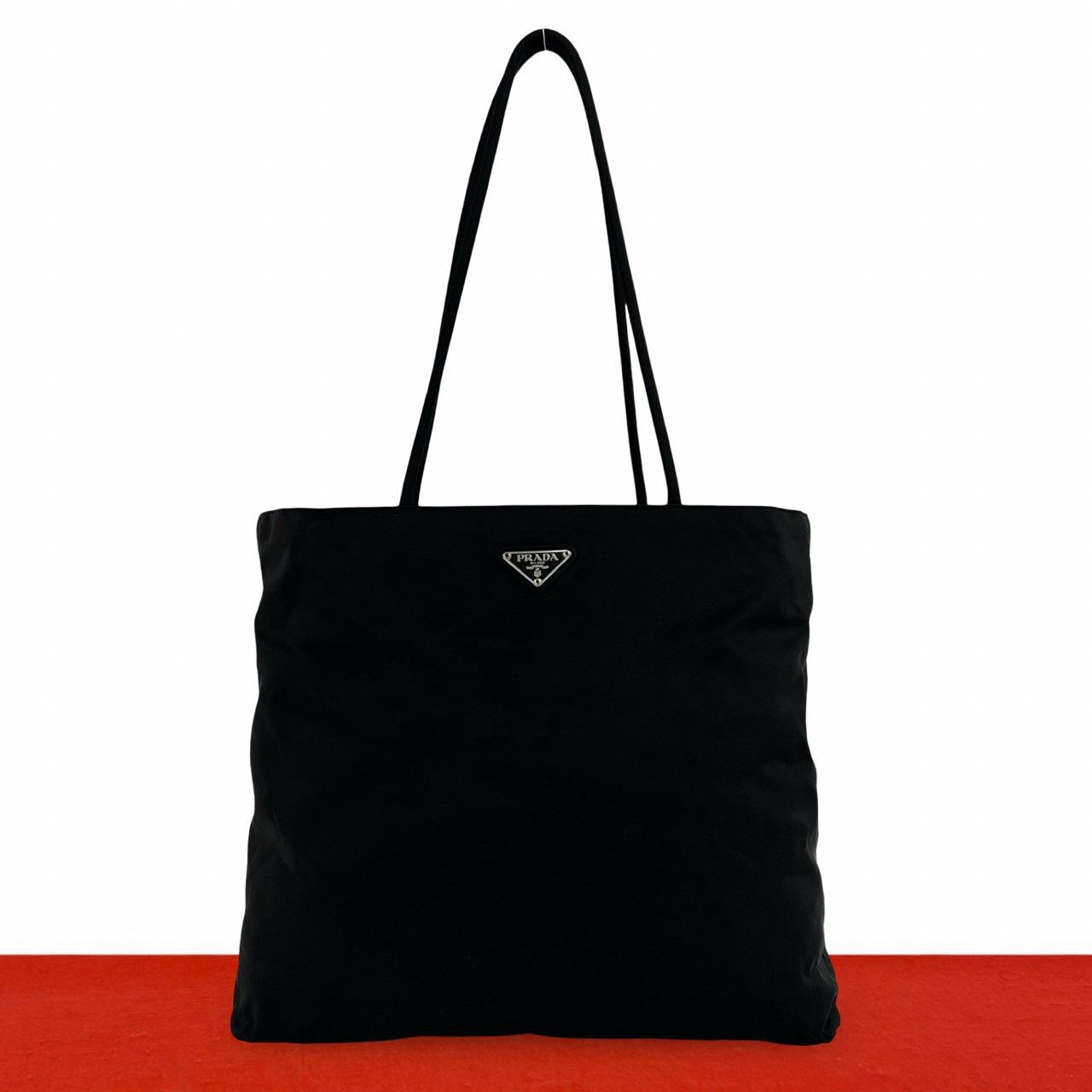 極 美品 PRADA プラダ 三角ロゴ プレート 金具 テスート ナイロン トートバッグ ハンドバッグ ビジネスバッグ ブラック 黒 74734