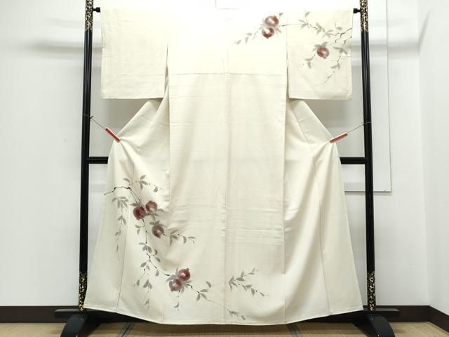 平和屋着物●訪問着　手描き　枝木の実　正絹　逸品　CABH3980th