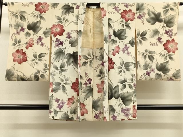 平和屋着物＃羽織　手描き　枝花文　暈し染め　金彩　正絹　逸品　CABH7176in