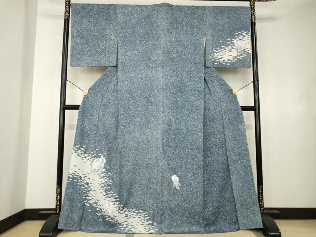 平和屋着物●訪問着　シロサギ　たたき染め　金彩　さが美扱い　ロング丈　正絹　逸品　AABJ4951ck