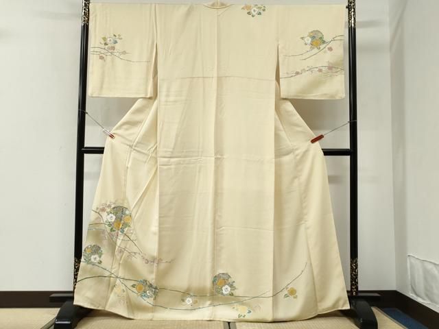 平和屋着物●訪問着　枝椿梅文　暈し染め　金彩　正絹　逸品　CABG1132yc