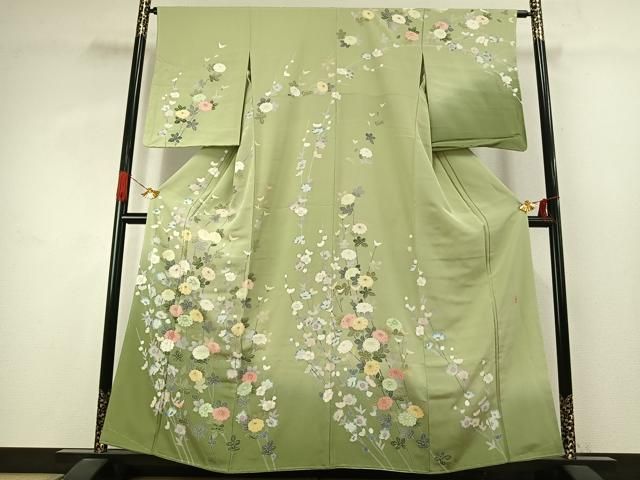 平和屋着物●訪問着 友禅 作家物 枝花文 暈し染め やまと誂製 正絹 逸品 未使用 AABJ4117fy