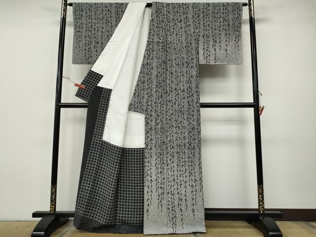 平和屋着物●二代目 川村久太郎　訪問着　枝垂れ柳　たたき染め　正絹　逸品　CABH9680ut