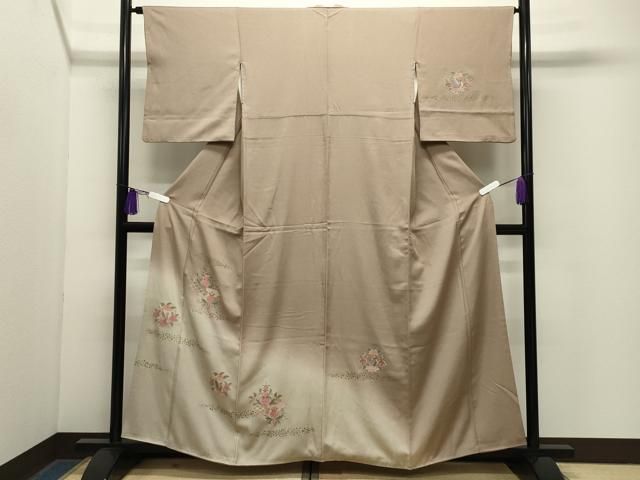 平和屋着物●中国三大刺繍　スワトウ刺繍　訪問着　花鳥文　暈し染め　金彩　正絹　逸品　CABG4734gh