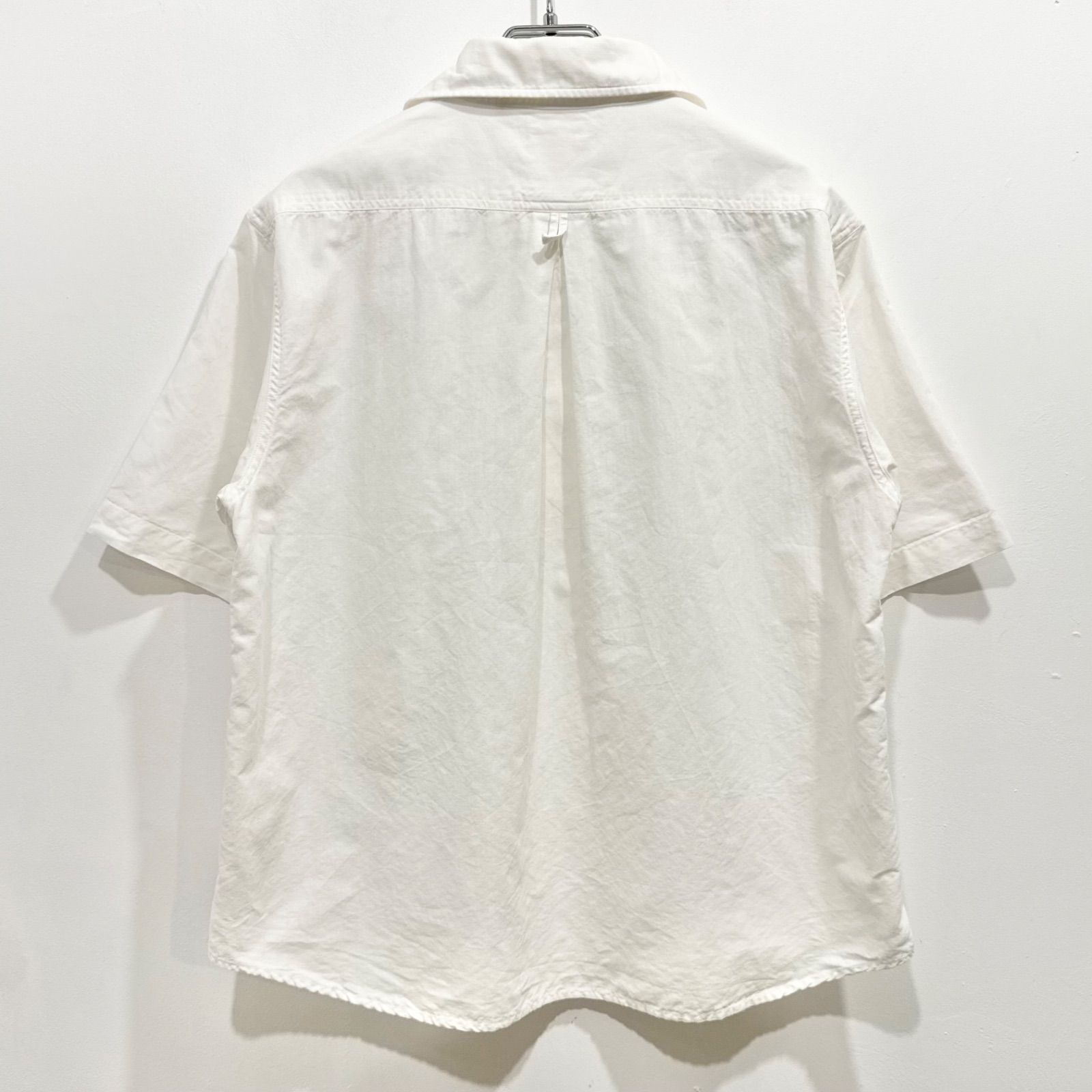 DANTON ダントン 半袖 プルオーバー 綿 麻 シャツ ホワイト ロゴ 