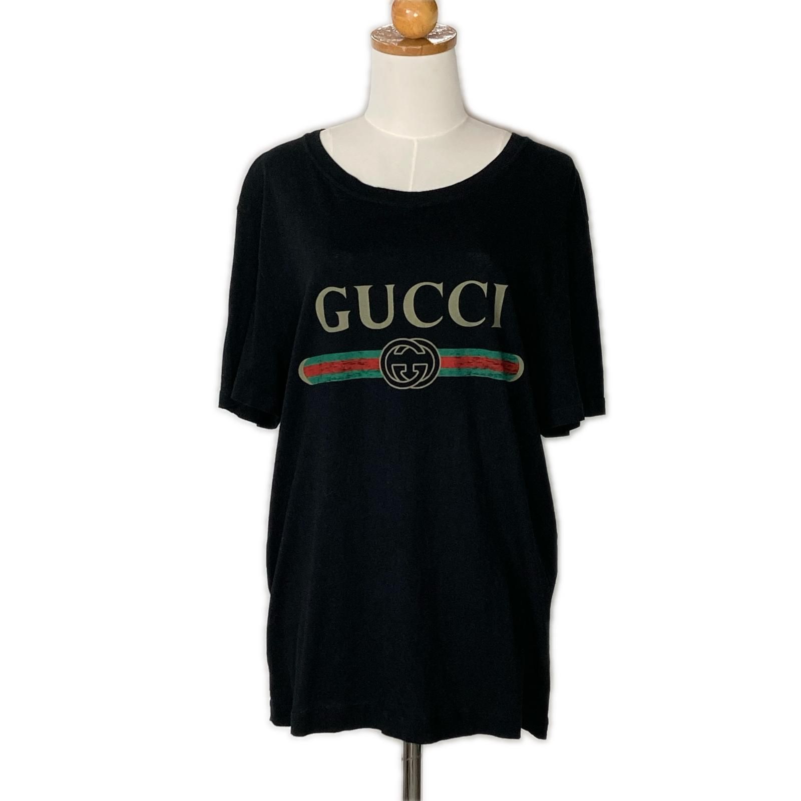 GUCCI グッチ 半袖 Tシャツ ロゴウォッシュドオーバーサイズ SIZE S レディース ブラック 11,963円