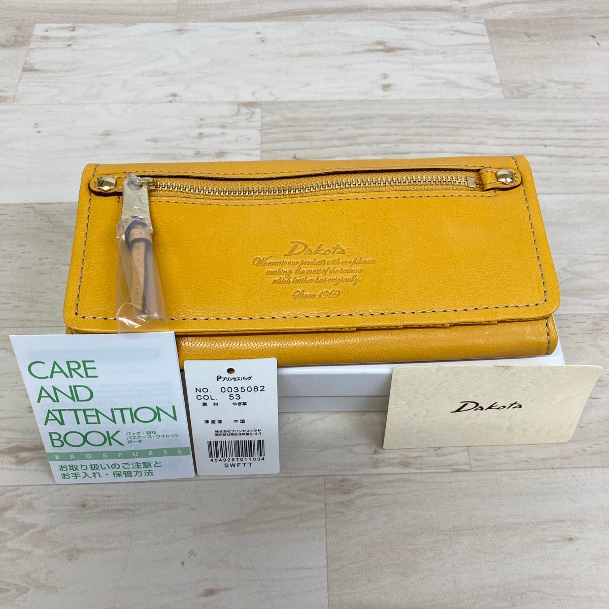 未使用 Dakota/ダコタ やぎ革 長財布 0035082 COL.53 マスタード/イエロー系 ウォレット/札入れ タグ付[OR03202]