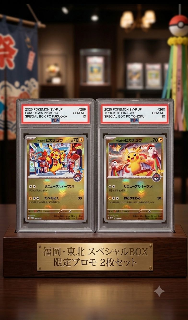 ✅【PSA10/2枚セット】ピカチュウ プロモ フクオカ・トウホク ポケモンセンター スペシャルボックス 55,200円
